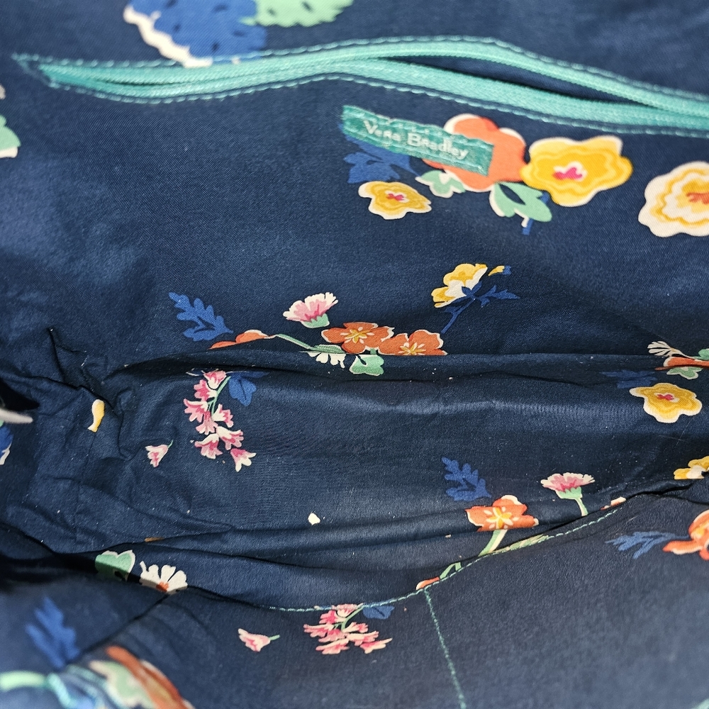 Vera Bradley  teal quilted fabric purse crossbody handbag